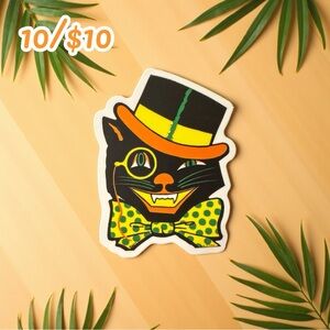Vintage Halloween Black Cat Sticker – Matte Finish